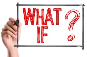 Hand with marker writing: What If?