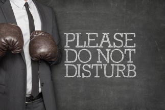 Please do not disturb on blackboard with businessman on side