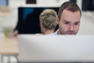 startup business, software developer working on desktop compute
